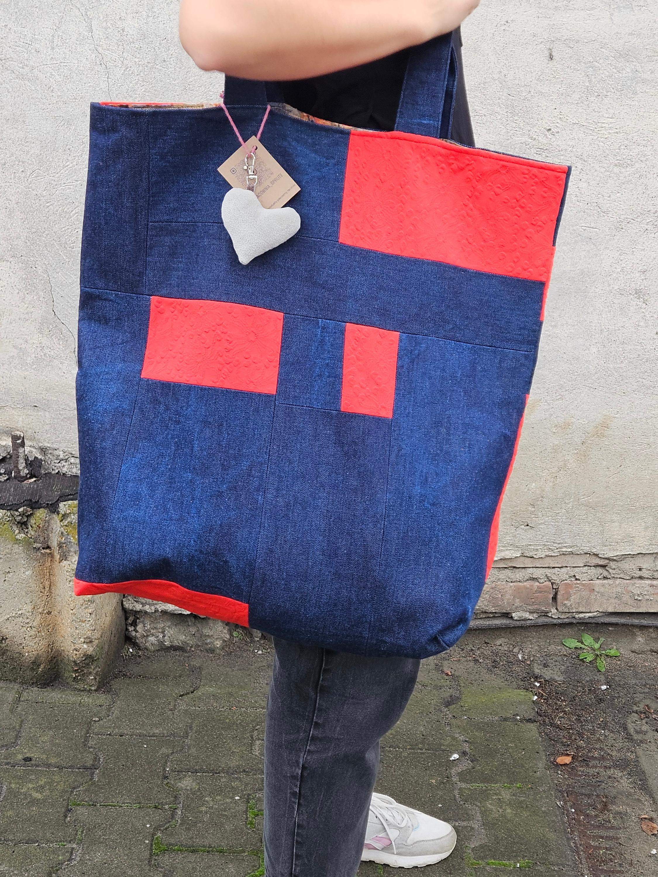 Torba king size jeans-pomarańcz 5