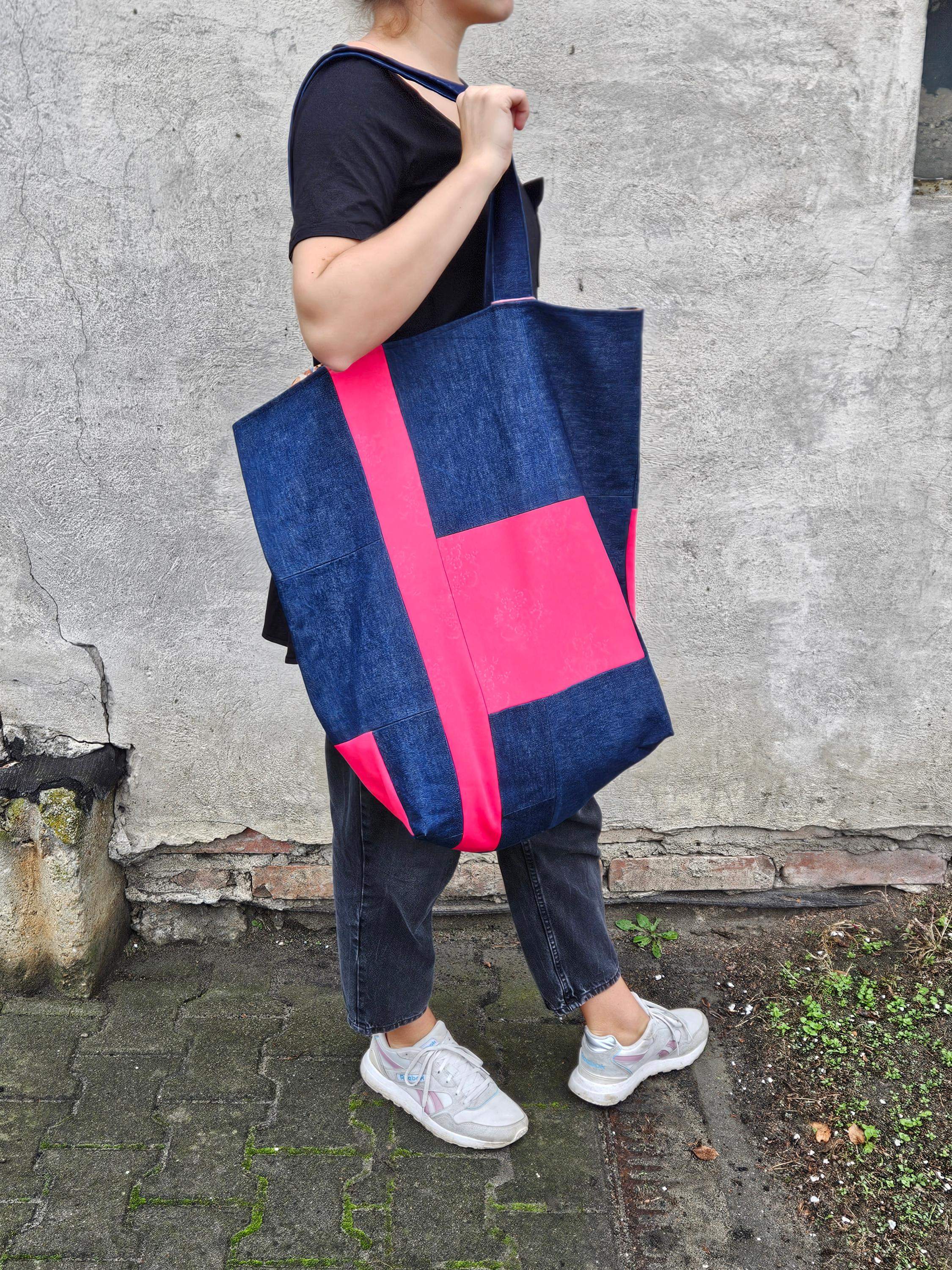 Torba king size jeans-róż 4