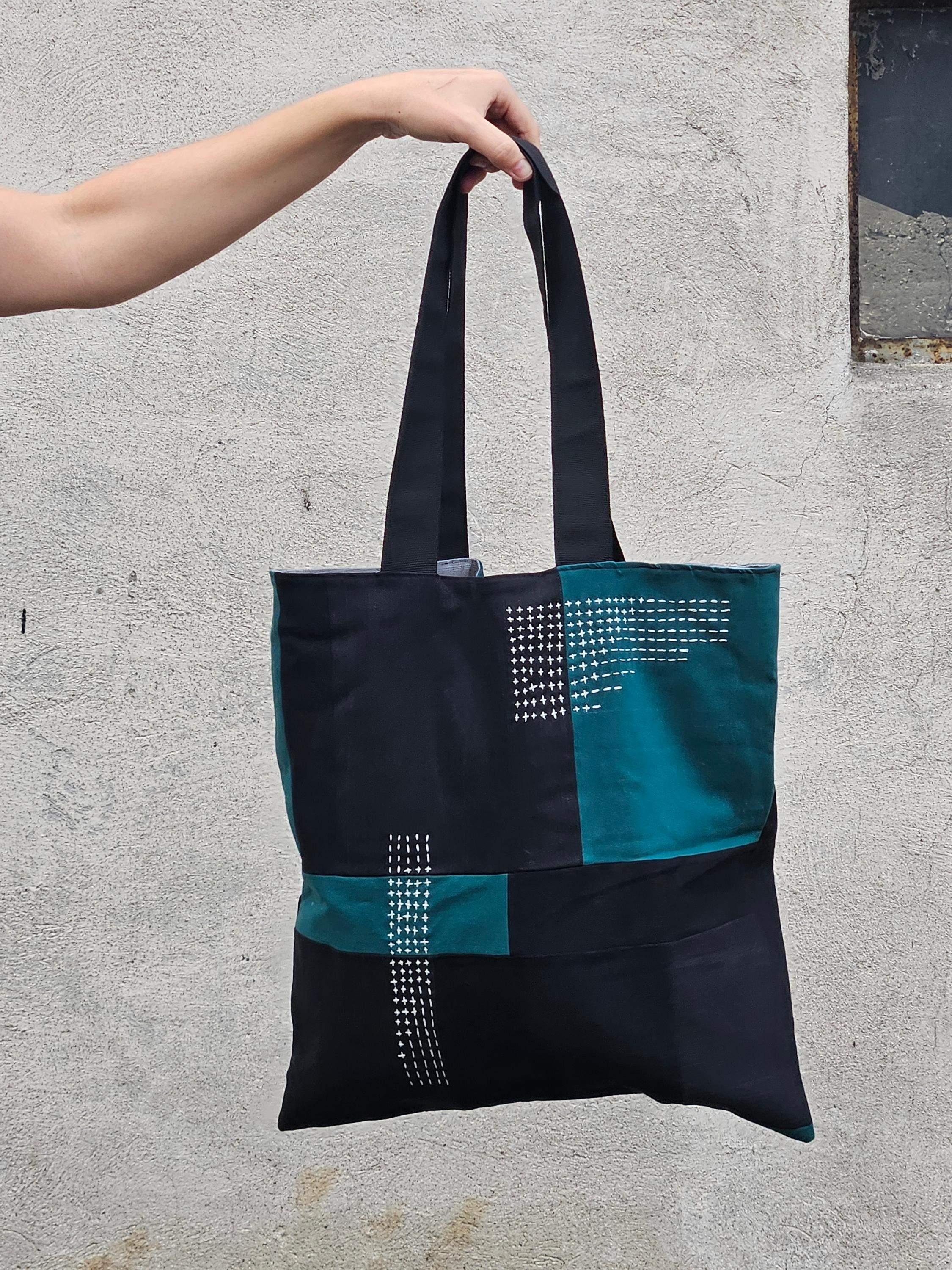 Torba sashiko czerń-zieleń 4