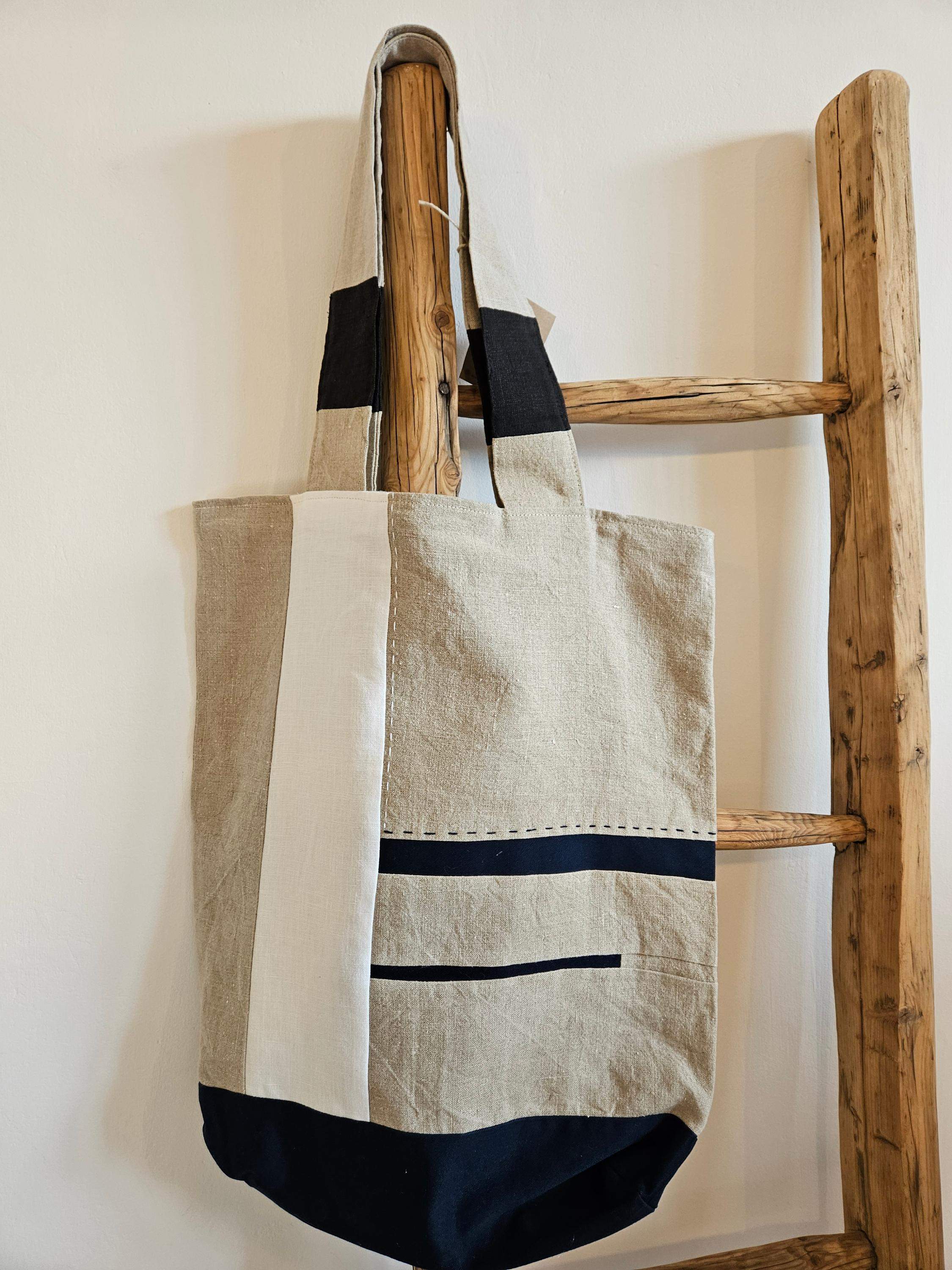 Torba lniana granat-czerń 0