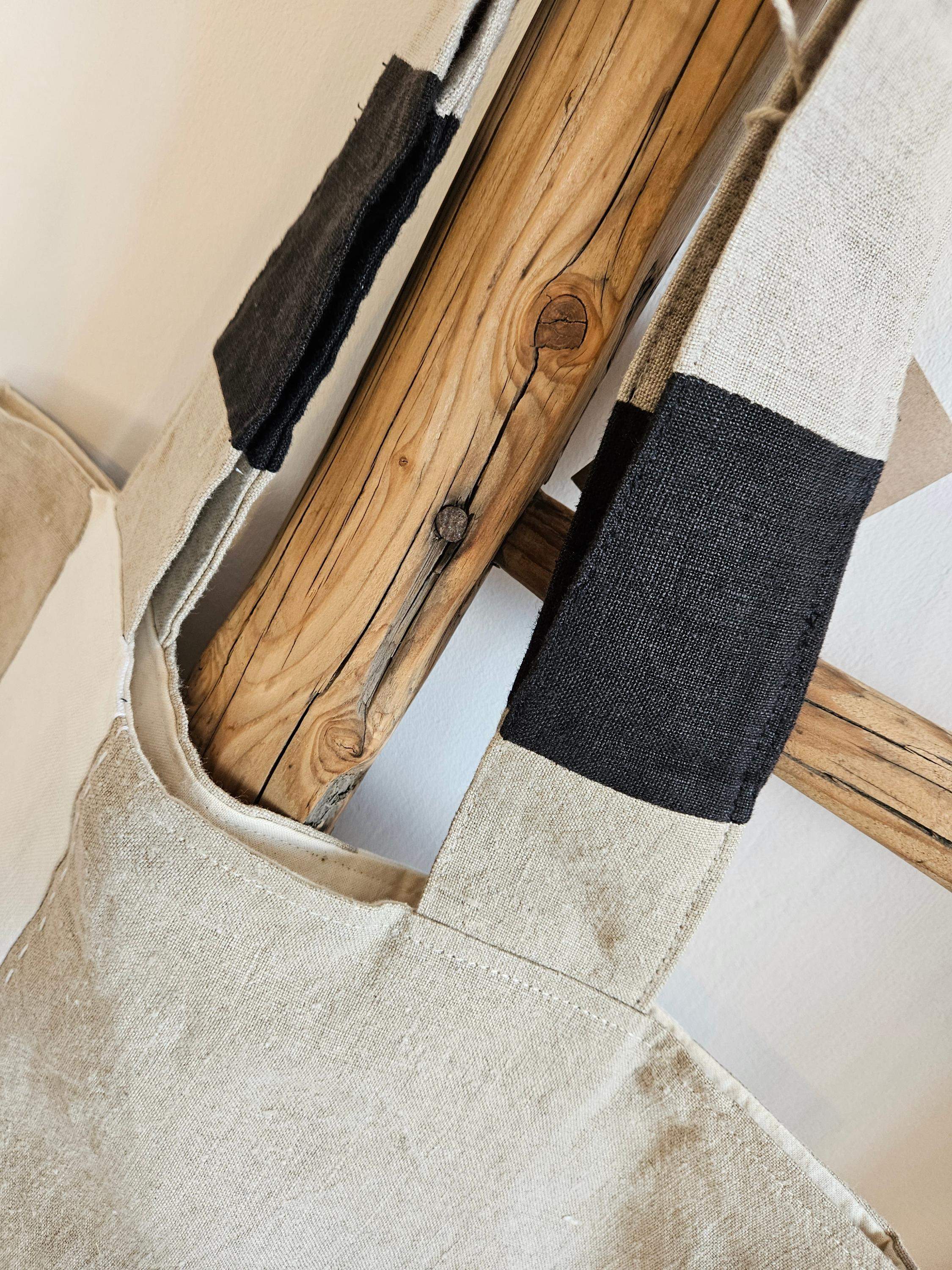 Torba lniana granat-czerń 1