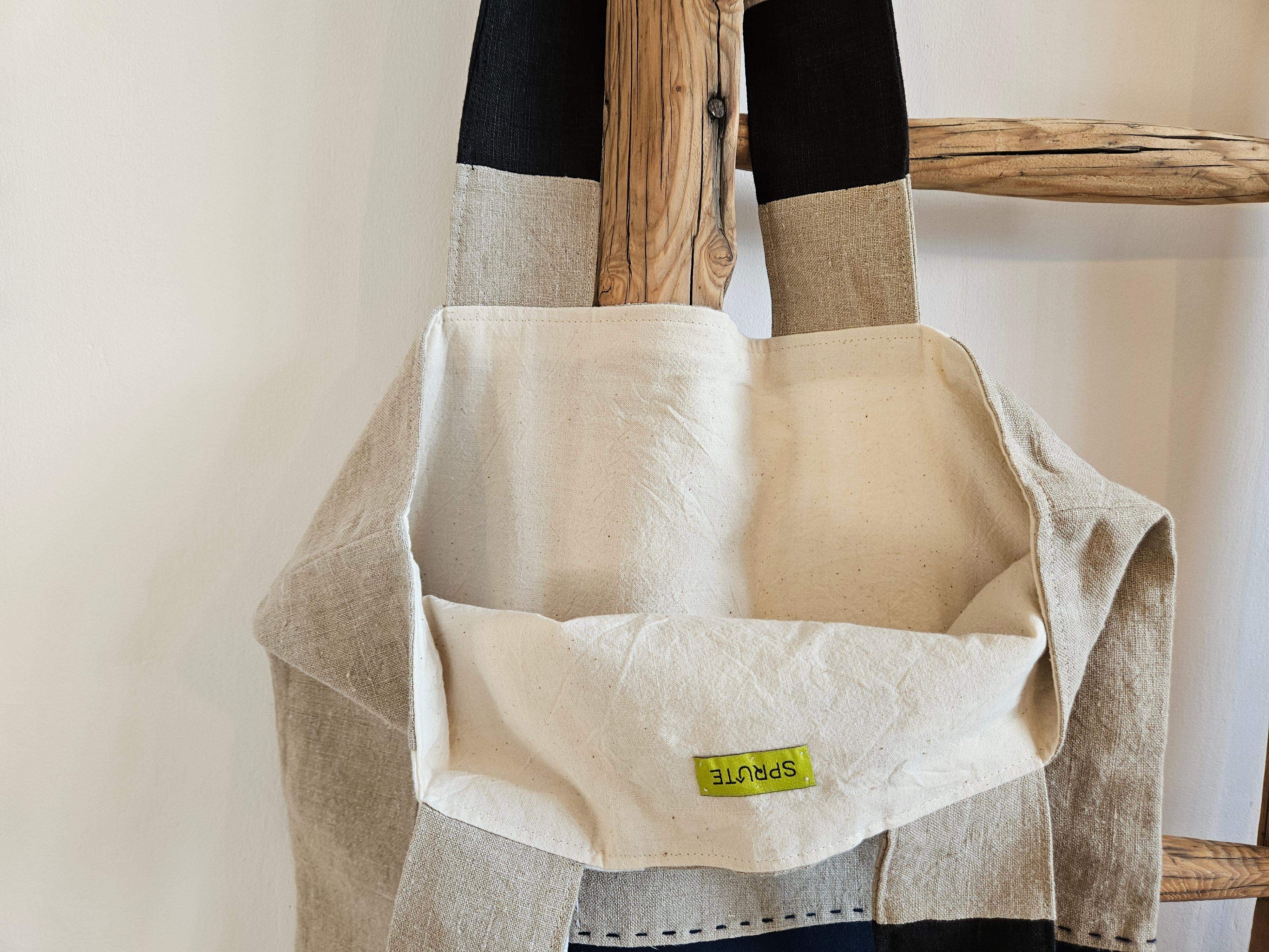 Torba lniana granat-czerń 4