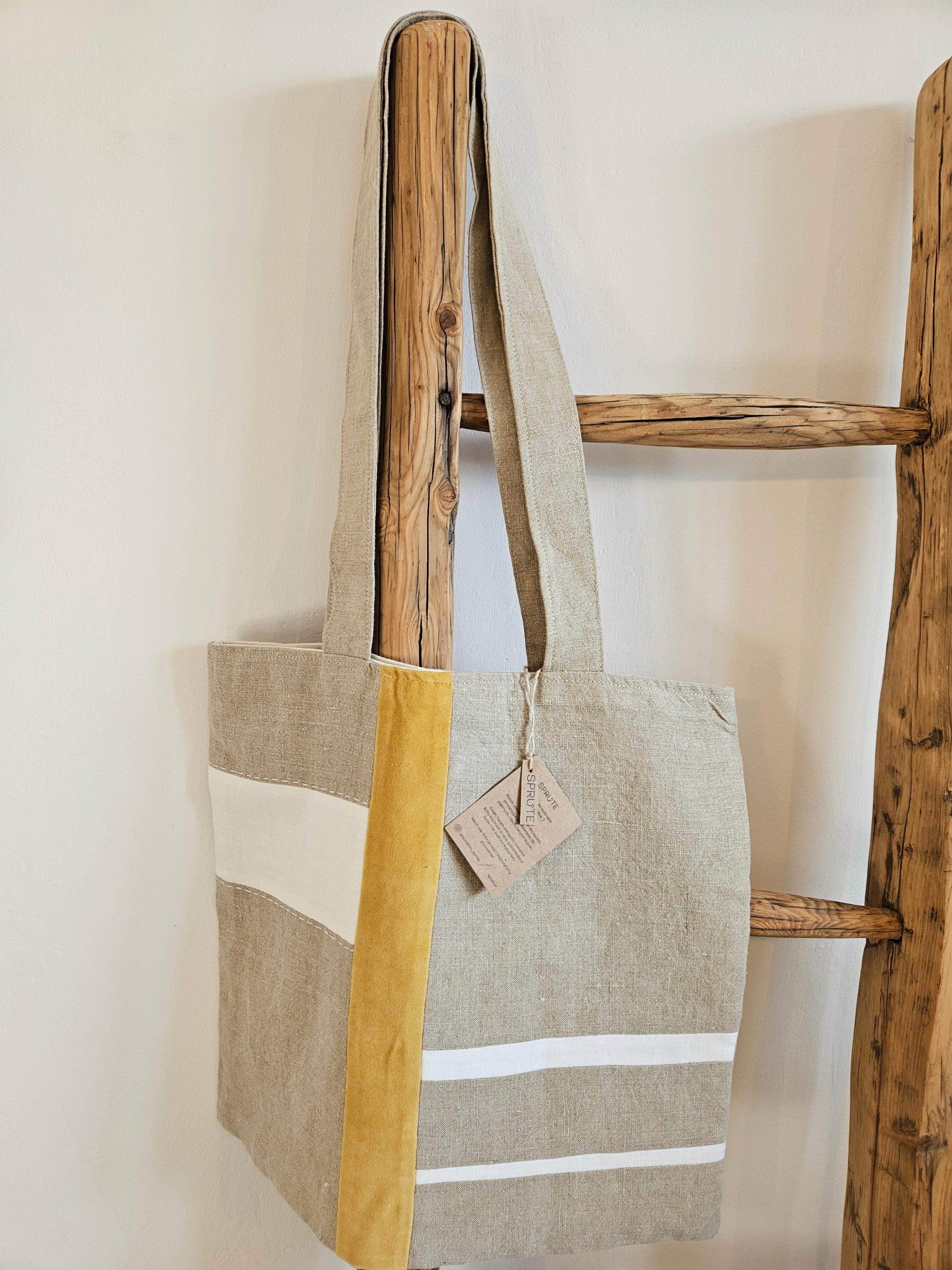 Torba lniana biel-żółty 0
