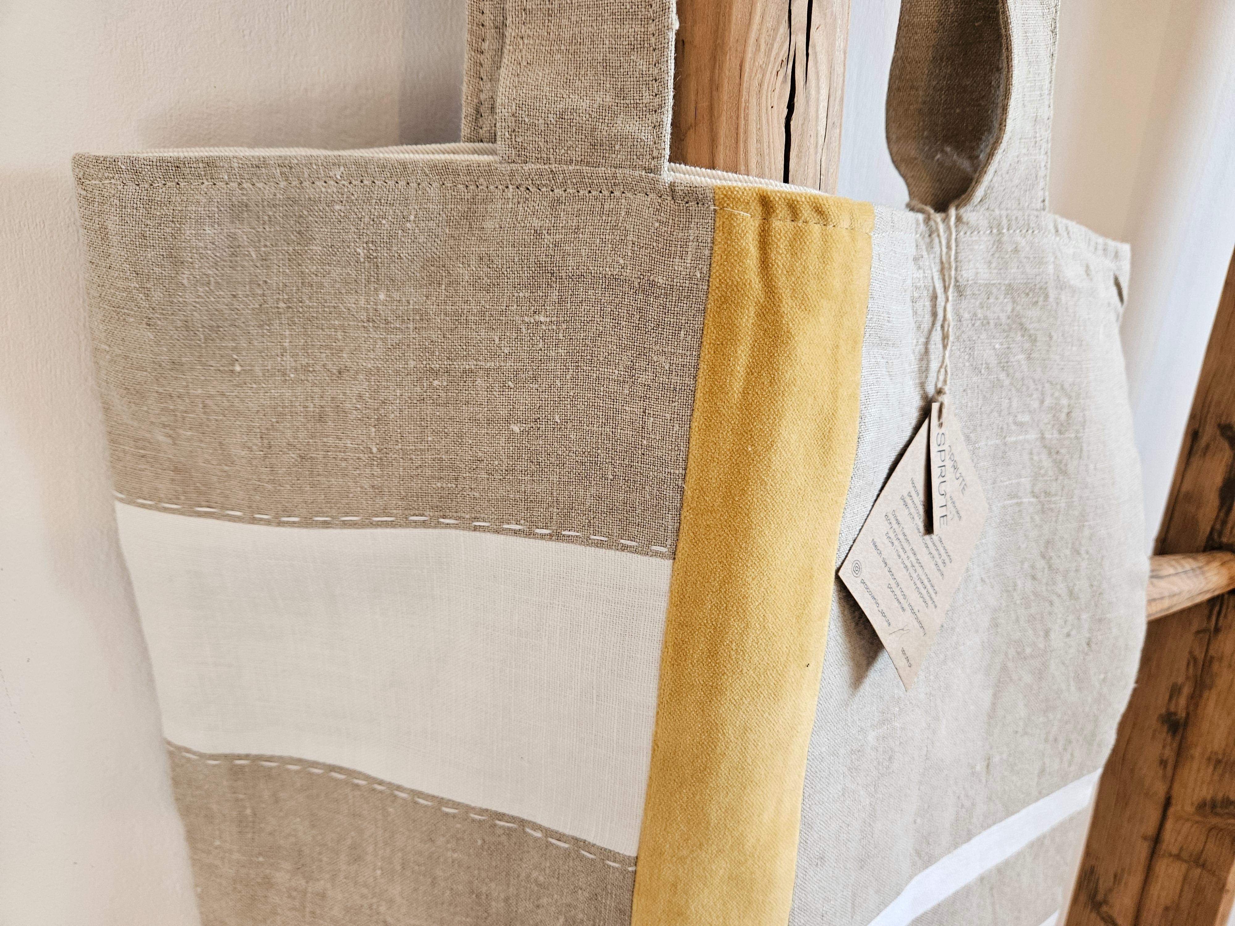 Torba lniana biel-żółty 1