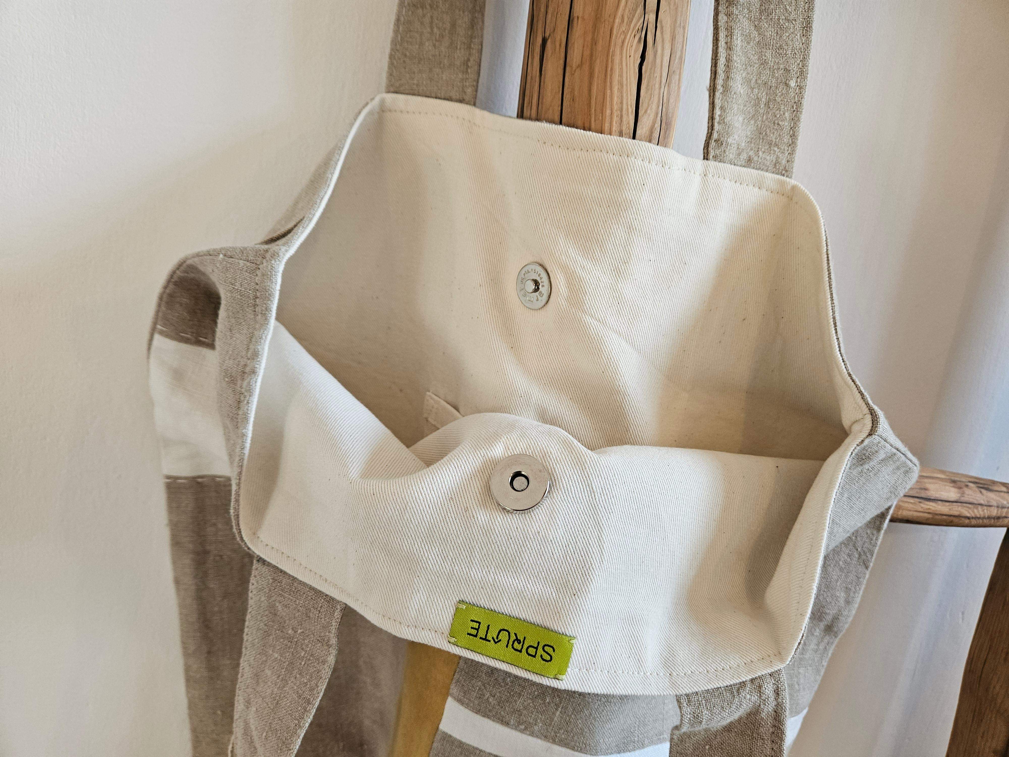 Torba lniana biel-żółty 4