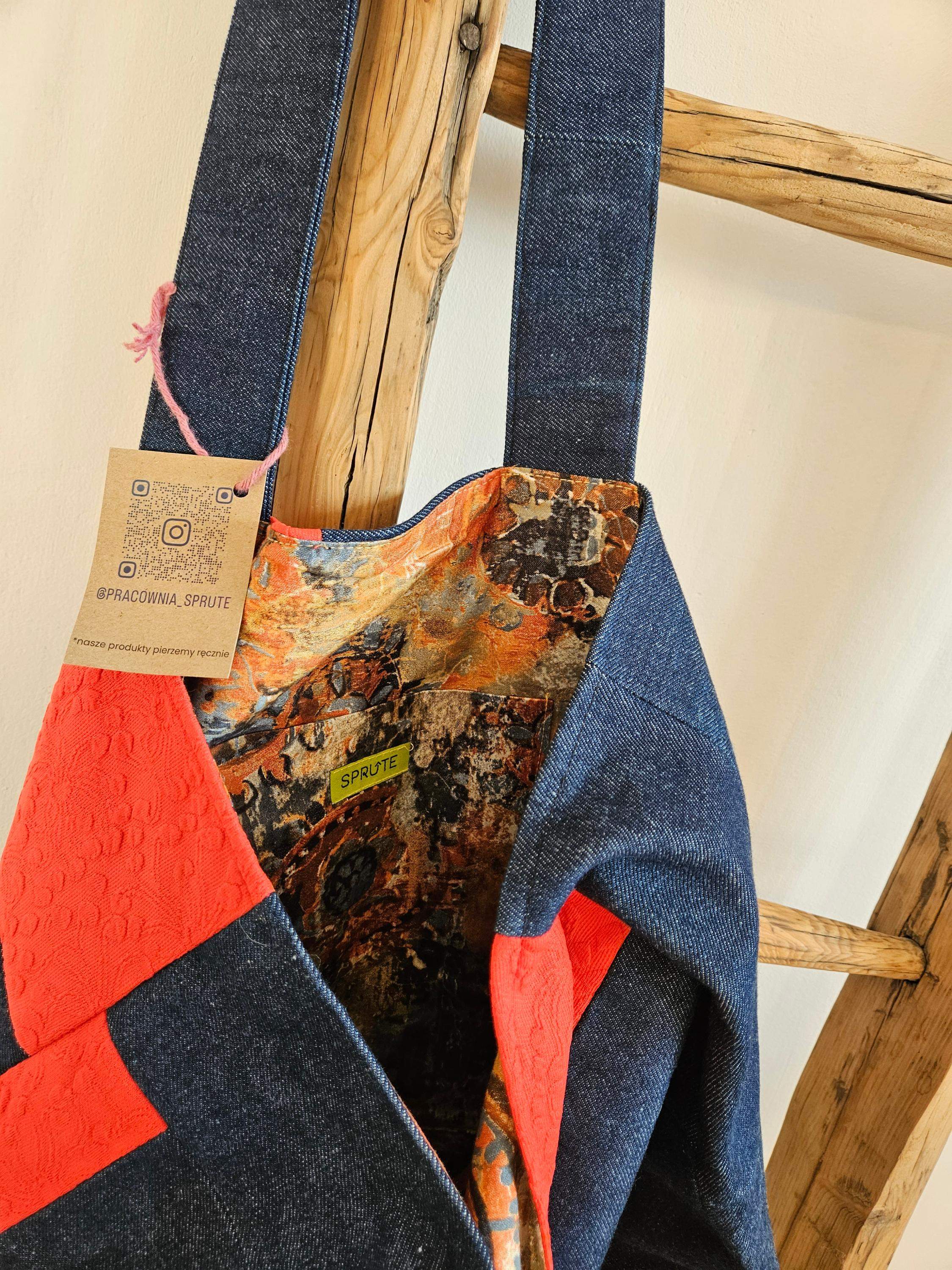 Torba king size jeans-pomarańcz 3