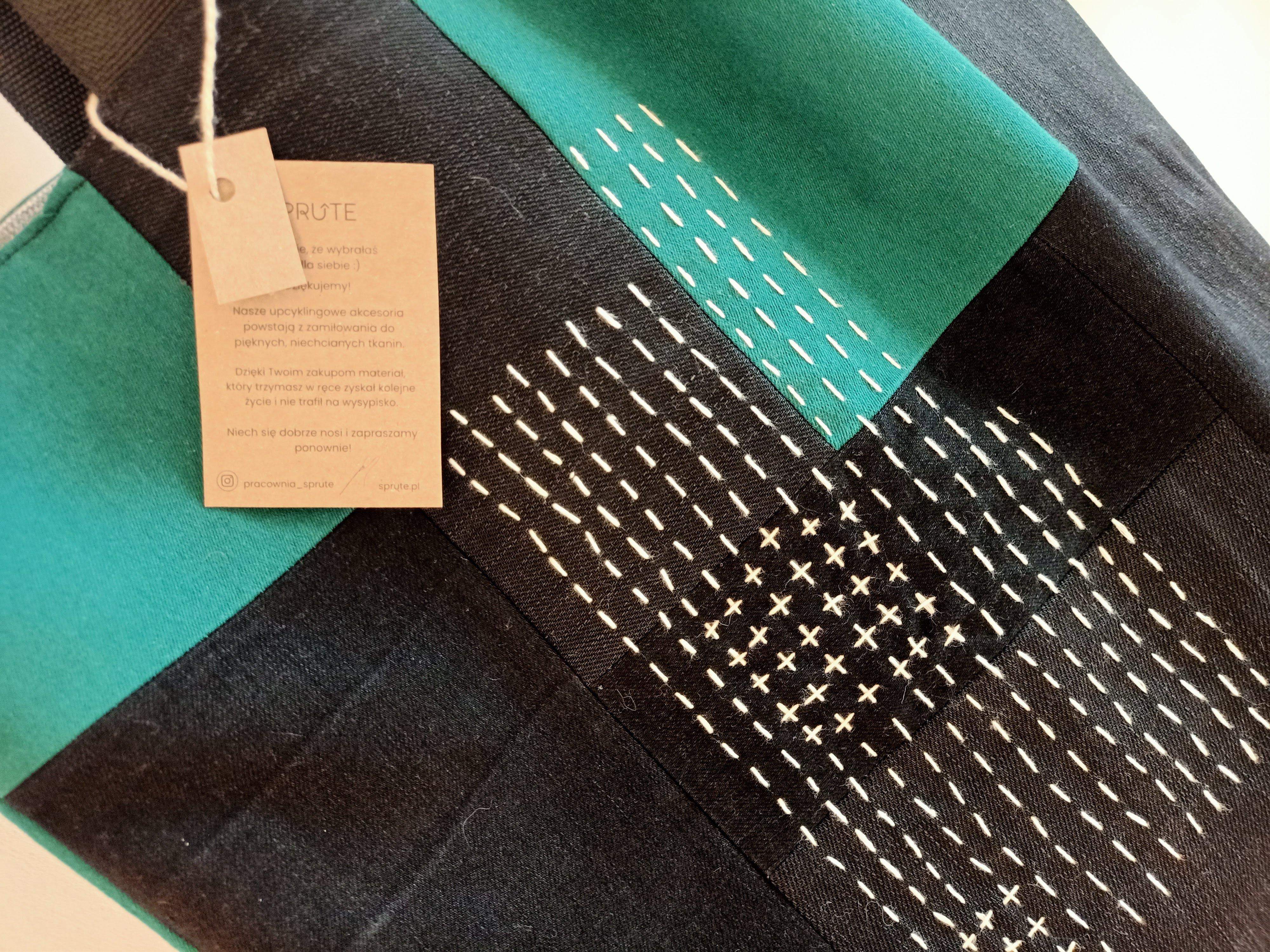 Torba sashiko czerń-zieleń 2