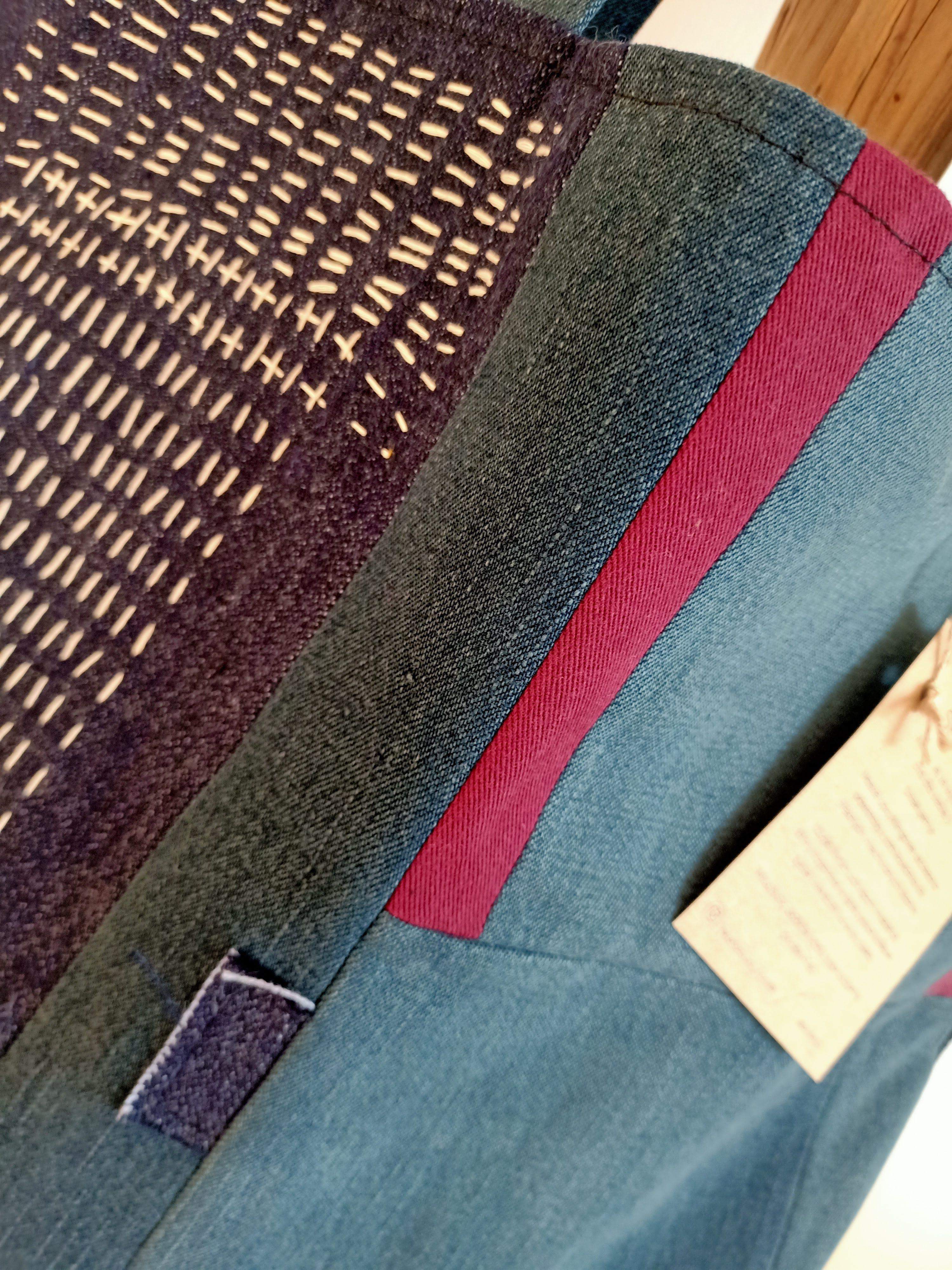 Torba sashiko jeans-bordo 2
